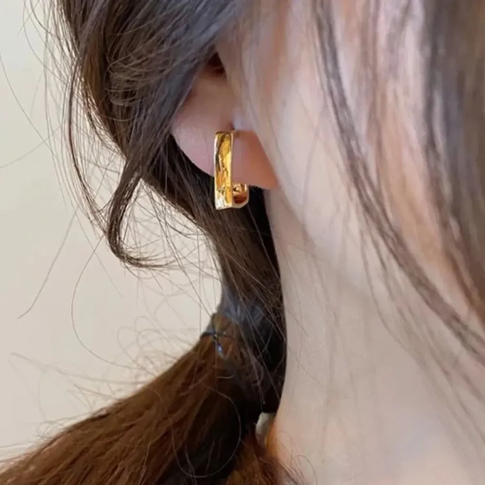 NEW 18K yellow gold plated square hoop earrings jewelry B19A